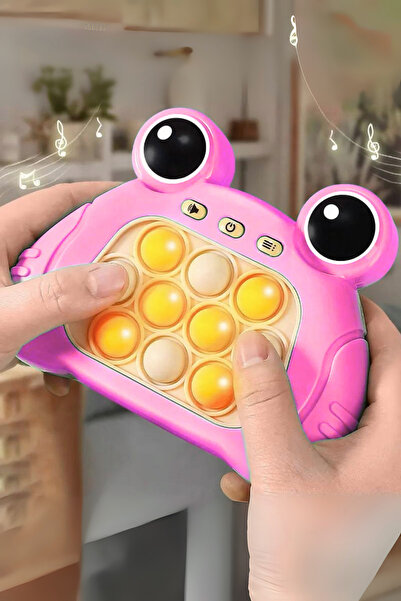 TUENGİ STORE Pembe Işıklı Stres Oyuncağı Pilli Pop It Oyuncak Kurbağa Tasarımlı Pilli Popit Oyun Konsolu