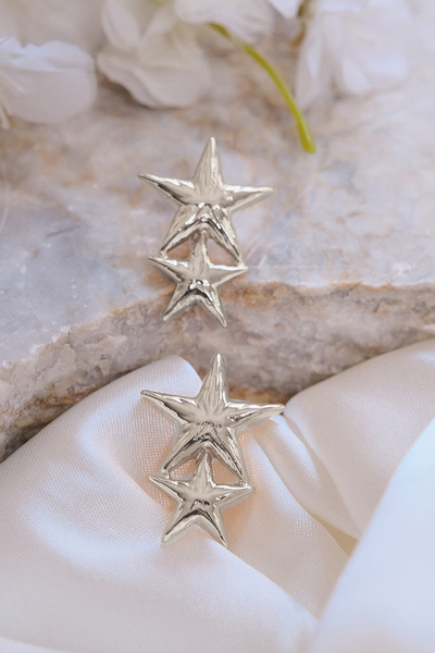 AURRARİ Gümüş Kaplama 2'li Yıldız Küpe