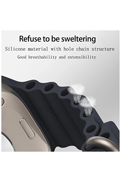 Bibilel Curea din silicon pentru Apple Watch 1-8-SE, 38-41 mm, Breathe In, albastru marin