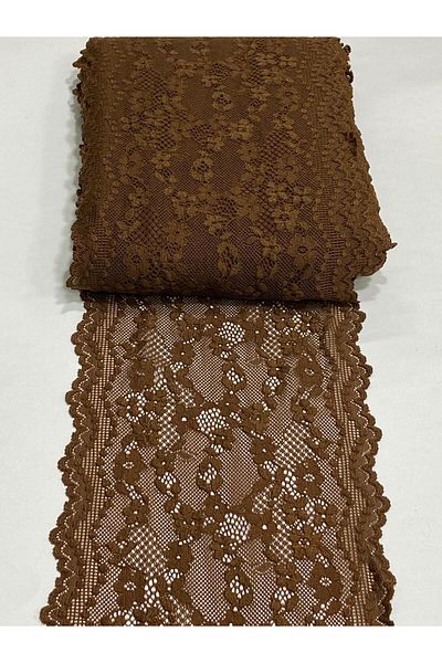 karantuhafiye Lycra Lace Stretchy Lace 1 Meter Red Coffee