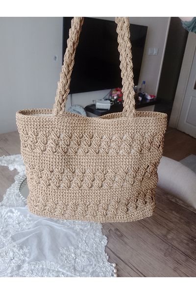eflanmoda Original Hand Knitted Straw Women's Shoulder Bag