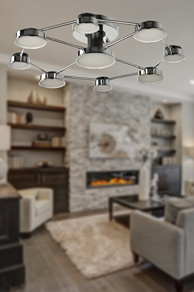 Begüsa Arelon Ledli 9.Lu Avize Krom Kaplama