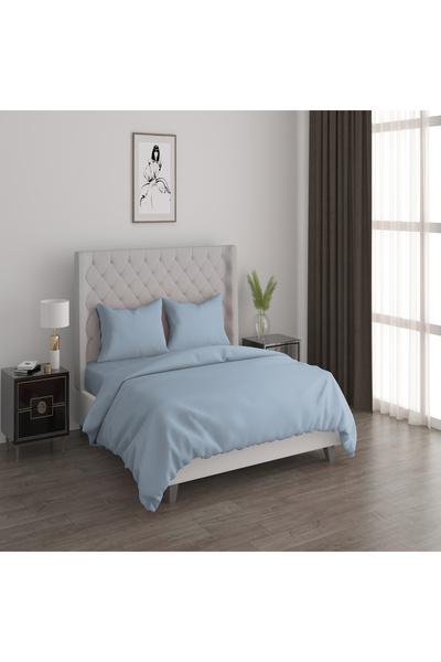 Boutique Blanche 3pcs cotton duvet cover 160*200cm - 300 thread count sky blue