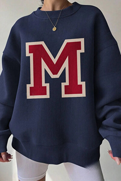 StartMore Navy Blue Unisex Men/Women m Special Color Oversize Crew Neck Cotton