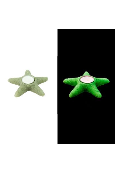 OEM Suport lumânare luminescentă, stea mică, acril, diametru 4 cm, verde fosforescent