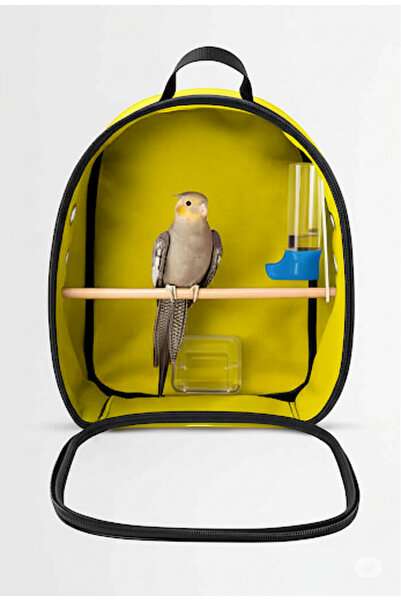 AlaPet Suluklu ve Yemlikli Büyük Boy Papağan Taşıma Çantası (Jakoya Uygundur) Dev Boy Tünekli Kuş Çantası