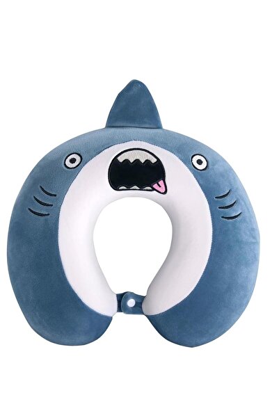 CLICK Pernă de călătorie în formă de U, Comfort Shark, spumă cu memorie, albastră