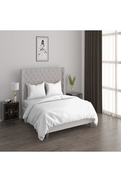 Cottage 3pcs cotton duvet cover 160*200cm - 200 thread count white