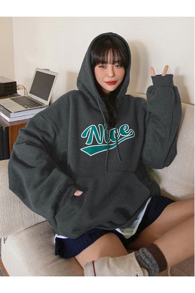 StartMore Gray Unisex Men/Women Nice Colorful Custom Printed Oversize Hoodie