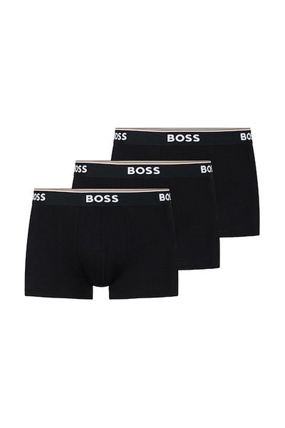 BOSS , Set de boxeri cu banda logo in talie - 3 perechi, Negru stins, M