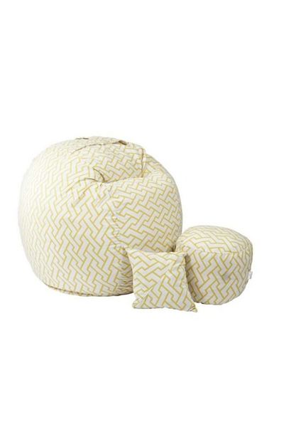 Pufrelax Set Fotoliu King Size cu Otoman (suport picioare) si Perna, Material Textil - Zappity Yellow