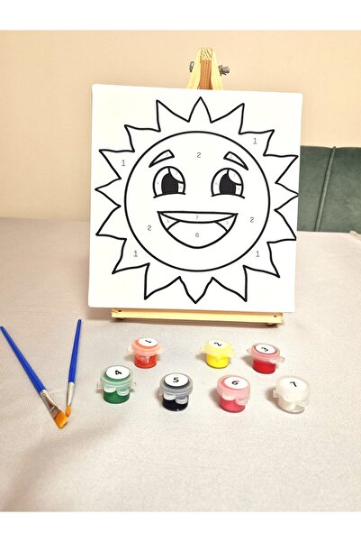 Hobiuniverse Güneş Temalı Çocuklar İçin Mini Şövaleli Güneş Tuval Sayılarla B...