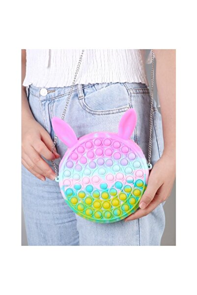 Flippy Antistress Toy, Silicone Pop It Bag, 16 cm, Bunny, Macarons