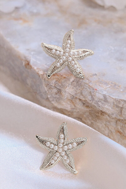 AURRARİ Gümüş Kaplama İncili Deniz Yıldızı Küpe