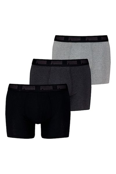 Puma , Set of boxers with logo band at the waist - 3 pairs, Black, Light Gray, Dark Gray, S