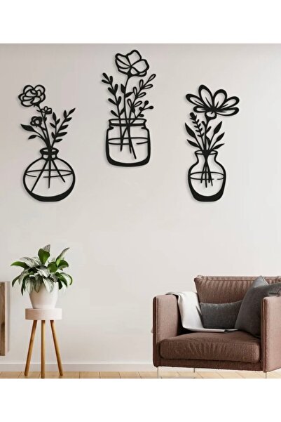 SAYILI COLLECTION Ev Ofis Mutfak ve Banyo için Ahşap Dekoratif Duvar Vazo Çiç...