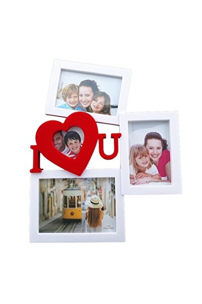 OEM Ramă foto colaj 3 imagini, Te iubesc 32x40 cm
