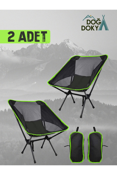 DOĞADOKYA Katlanır Taşıma Çantalı Ultra Hafif Kamp Sandalyesi 2 Adet