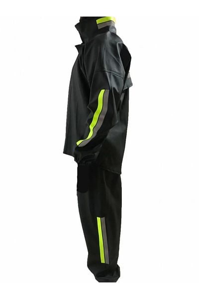 MODA    Unisex Full Mold Biker Courier Waterproof Raincoat Suit - Black