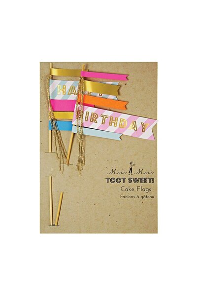 Meri Meri - Birthday Flag Cake Toppers - Birthday Flag Cake Decoration
