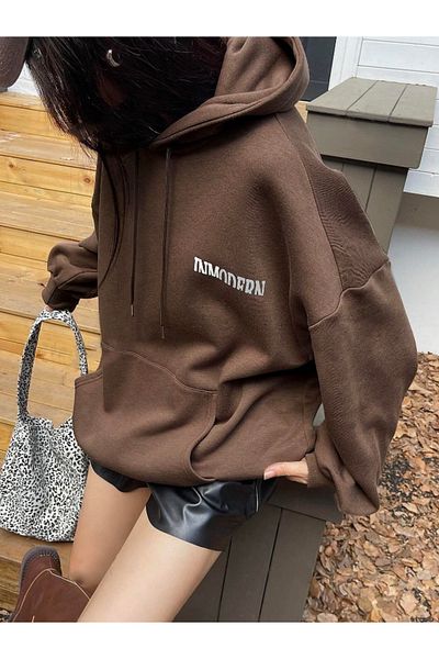 StartMore Brown Unisex Men/Women Inmodern Colorful Custom Printed Cotton Oversize Hoodie