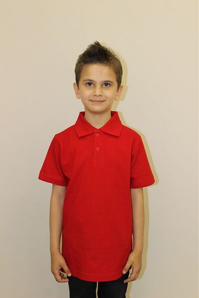 Sereia Children's 100% Cotton Solid Color Polo Collar Short Sleeve T-Shirt Red - Red - Sreiascjhpholf-Kir