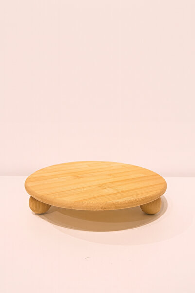 Homerest Top Ayaklı Bambu Sunumluk, Bambu Yuvarlak Sunumluk, Yuvarlak Sunumluk