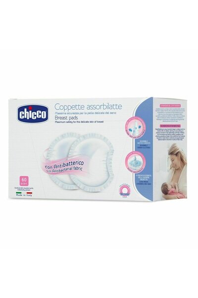 Chicco Baby Tampoane pentru san, Chicco, Din bumbac moale, Hipoalergenice, 60 buc, Alb