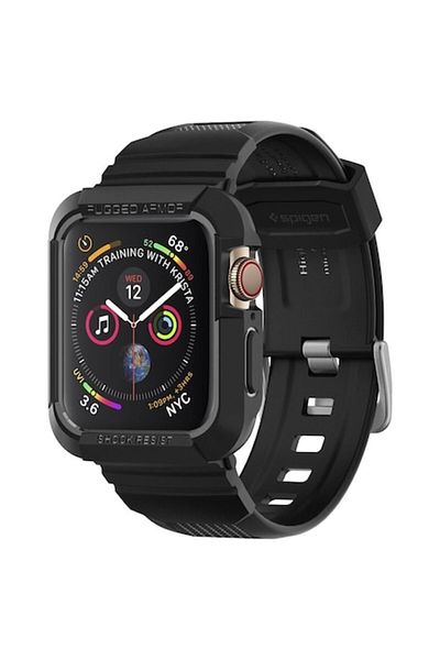 Spigen Carcasă pentru Apple Watch 4/5/6/7/8/9/SE/SE 2 44/45mm + curea, Rugged Armor Pro, X1275, neagră