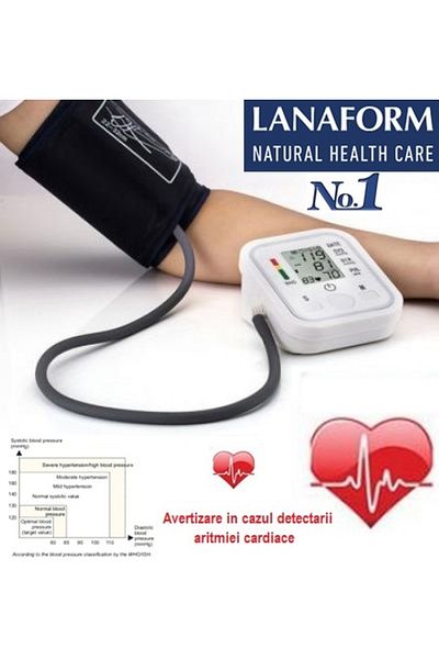 Lanaform Tensiometru digital pentru braț cu detectarea aritmiei, precizie ridicată, afișaj LCD, complet automat