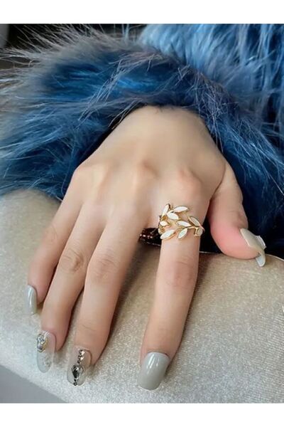 Alyas Aksesuar خاتم ورقة-أبيض