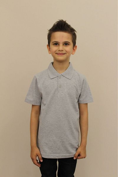 Selkar Global Children's 100% Cotton Solid Color Polo Neck Short Sleeve T-Shirt Gray - Gray - Selkrscrhpxold-Gri