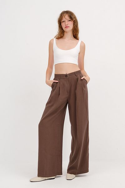 Addax Pantaloni modal cu picioare late cu nasturi PN51113
