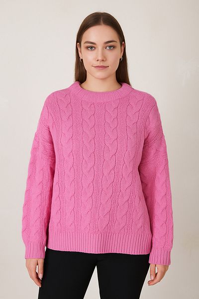 ASEZ BUTİK Women's Pink Thick Knitted Patterned Sweater