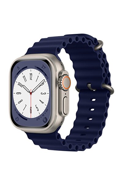 Bibilel Curea din silicon pentru Apple Watch 1-8-SE, 38-41 mm, Breathe In, albastră