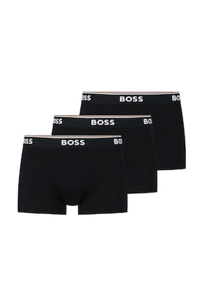 BOSS , Set de boxeri cu banda logo in talie - 3 perechi, Negru stins, S
