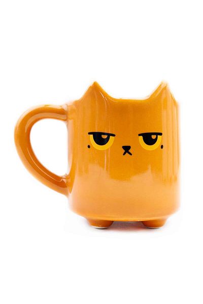 PALTO TASARIM Meow 11 Handmade 3D Brown Shiny Mug - Handmade Ceramic Mug