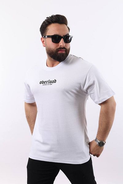 STOCX Men's Oversize Printed T-Shirt - Overload Text Detail