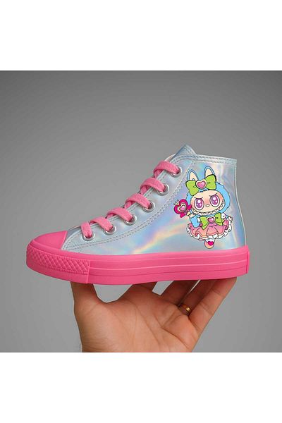 LİASSHOES pantofi sport pentru copii cu hologramă roz cu inimă laterală cu imprimeu labibic