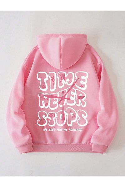 StartMore Pink Unisex Men/Women Time Colorful Custom Printed Oversize Hoodie