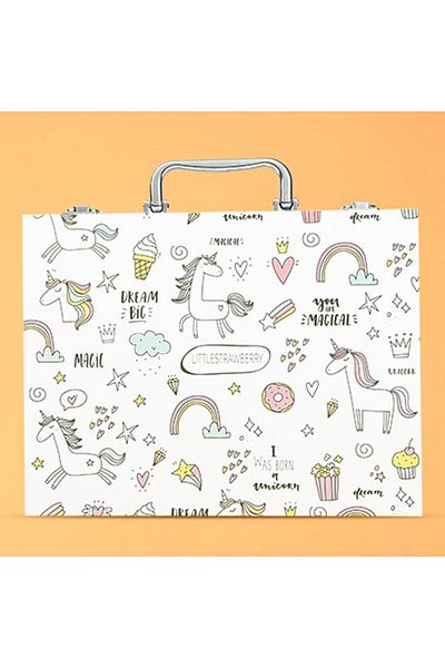 Flippy Set de desen și pictură cu 53 de piese, tip servietă, model unicorn