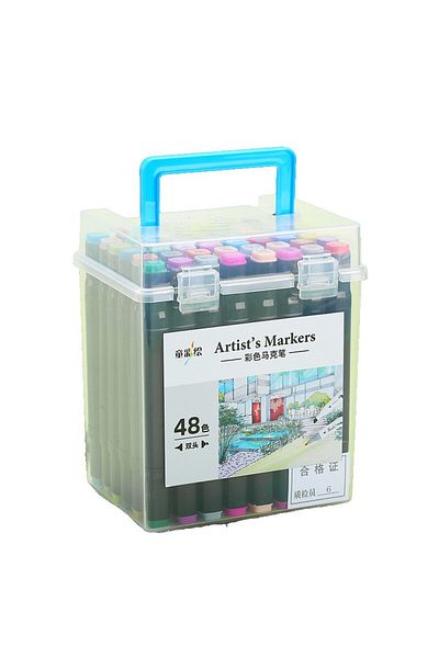 Flippy Set de 48 de markere, Flippy, markere pentru artiști, cutie de plastic cu mâner, Flippy, multicolore