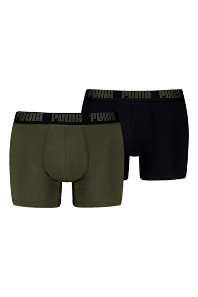 Puma , Set of Boxers with Logo Waistband - 2 Pairs, Black, Khaki, 2XL