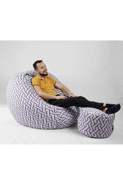 Pufrelax Set Fotoliu King Size cu Otoman (suport picioare), Material Textil - Zappity Purple
