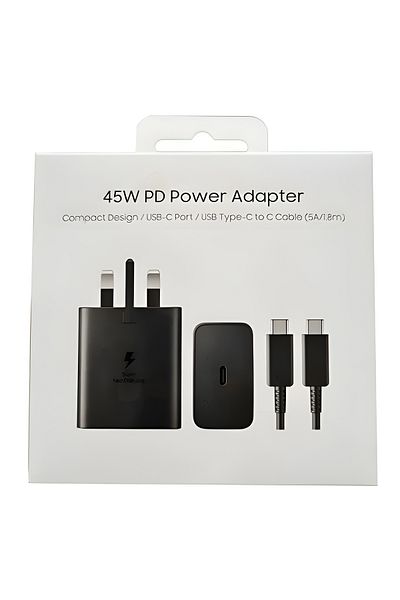 SP 45W Fast Charging Wall Charger with Type-C Charging Cable for Samsung Devices with Type-C Cable Black