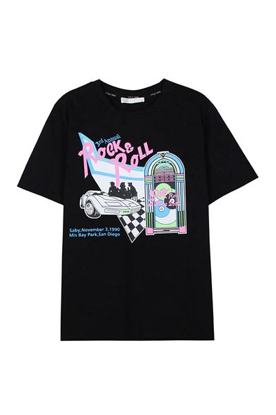 aynewmoda Unisex γραφικό μπλουζάκι με κοντό μανίκι με στρογγυλή λαιμόκοψη
