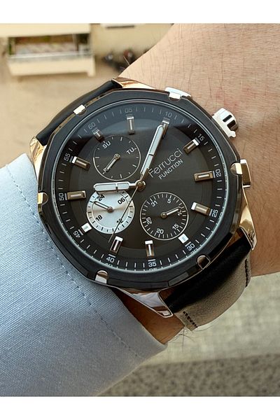 Ferrucci Indicators Active Band Leather Men Wrist Watch