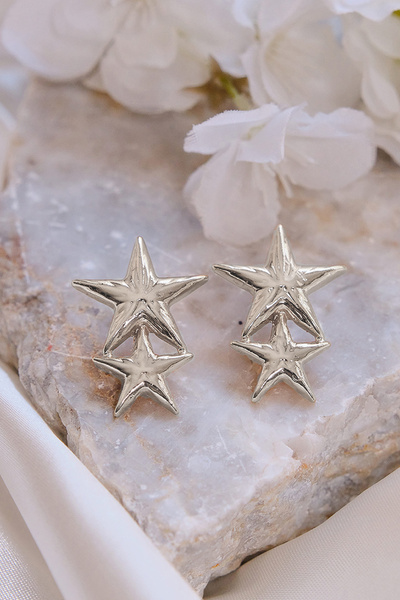 AURRARİ Gümüş Kaplama 2'li Yıldız Küpe