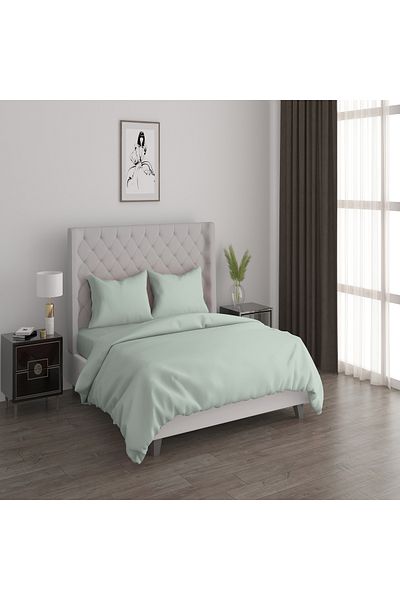 Cottage 3pcs cotton duvet cover 160*200cm - 200 thread count mint green