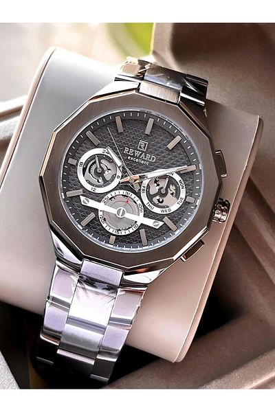 Reward Steel Cord Automatic 5 Atm Water Resistant Men Wrist Watch Vs.Blkt.0514
